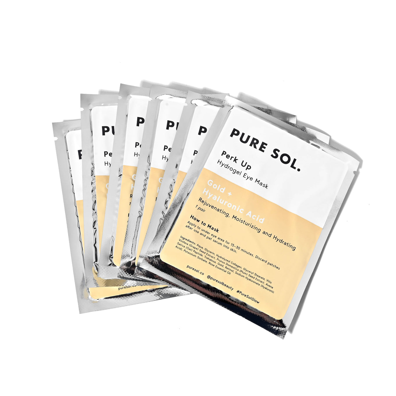 PURE SOL. Beauty Perk Up Gold Eye Mask - 6 Single Packs