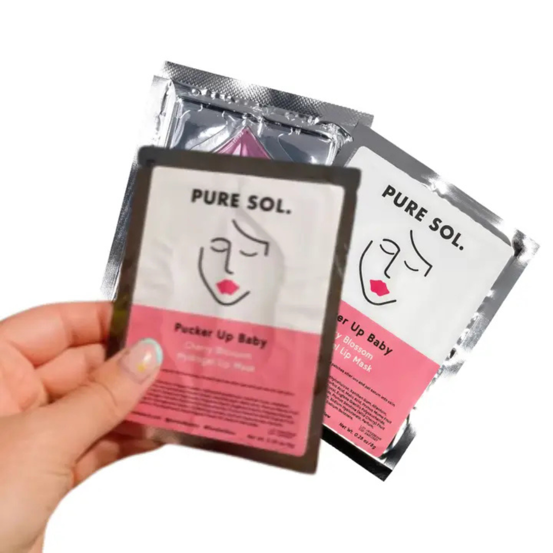 PURE SOL. Beauty Pucker Up Baby Cherry Blossom Hydrogel Collagen Lip Mask - 6 Single packs