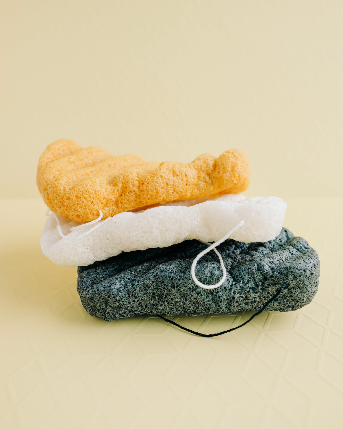 PURE SOL Konjac Body Sponge Trio in Charcoal, Original and Turmeric