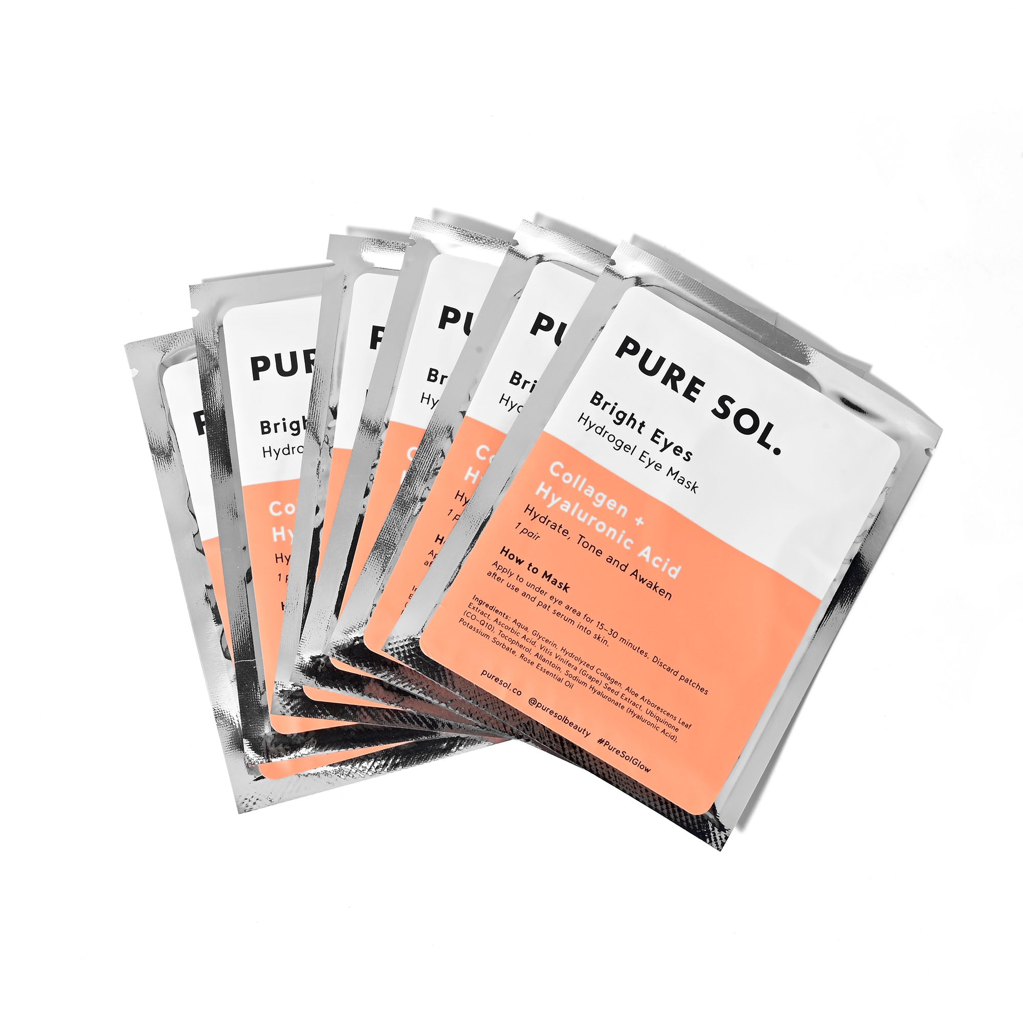 PURE SOL. Beauty Bright Eyes Collagen Eye Mask - 6 Single Packs
