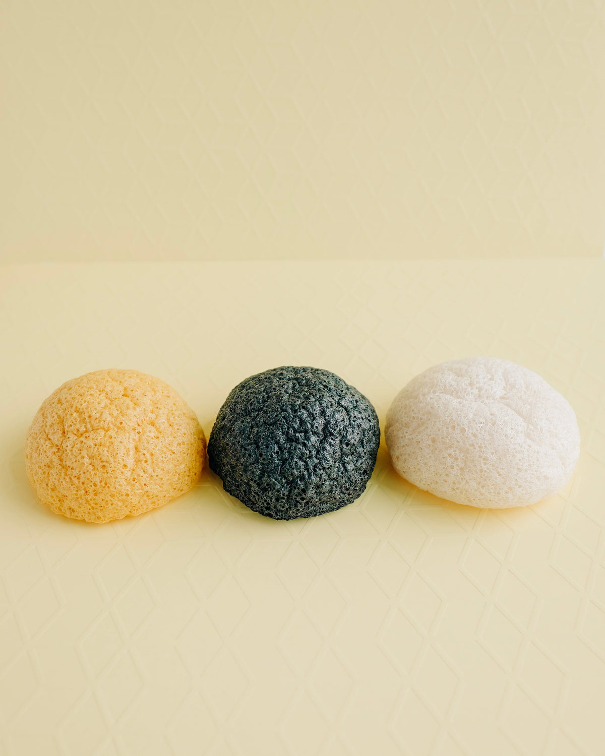 PURE SOL Konjac Facial Sponge Trio in Charcoal, Original and Turmeric