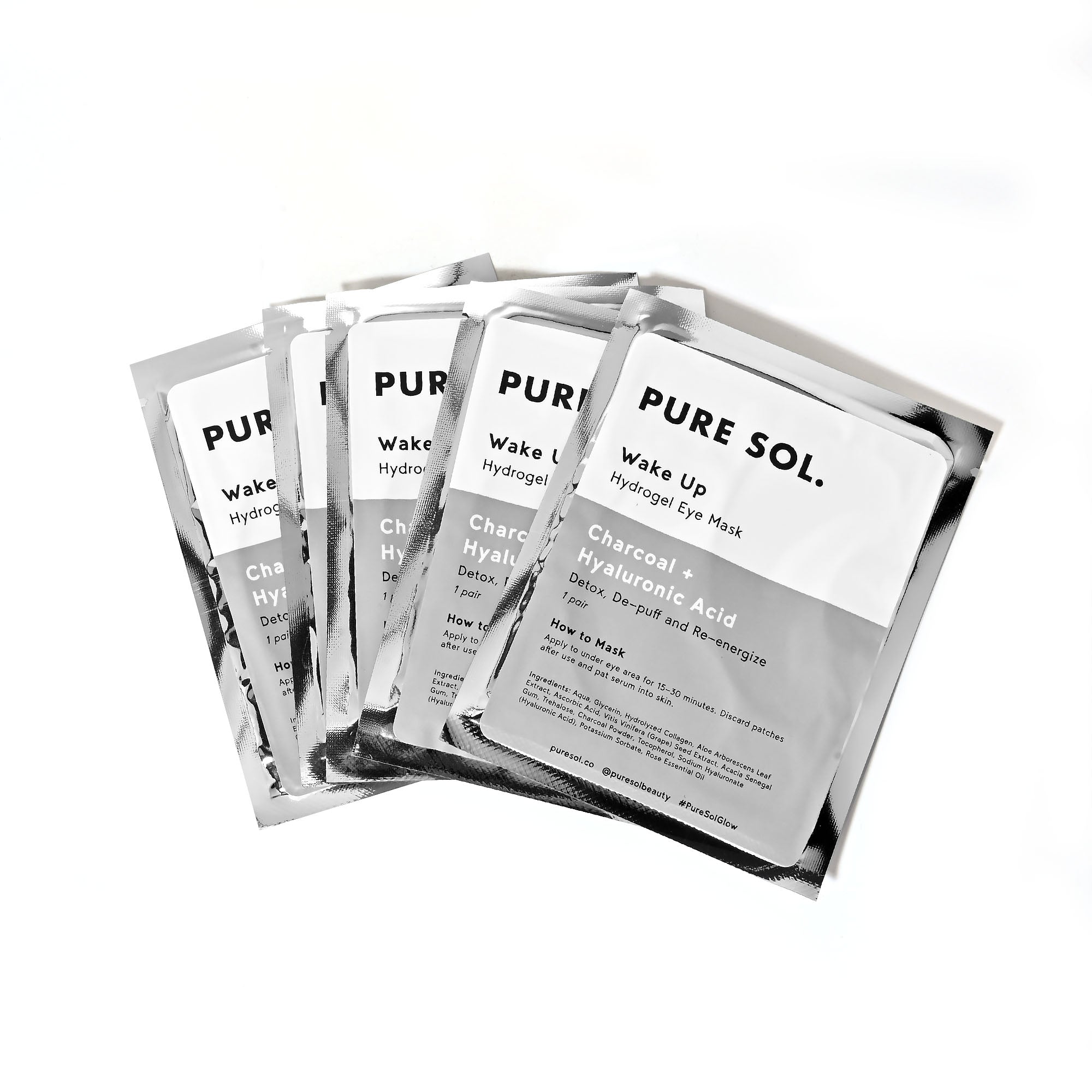 PURE SOL. Beauty Wake Up Charcoal Eye Mask - 6 Single Packs