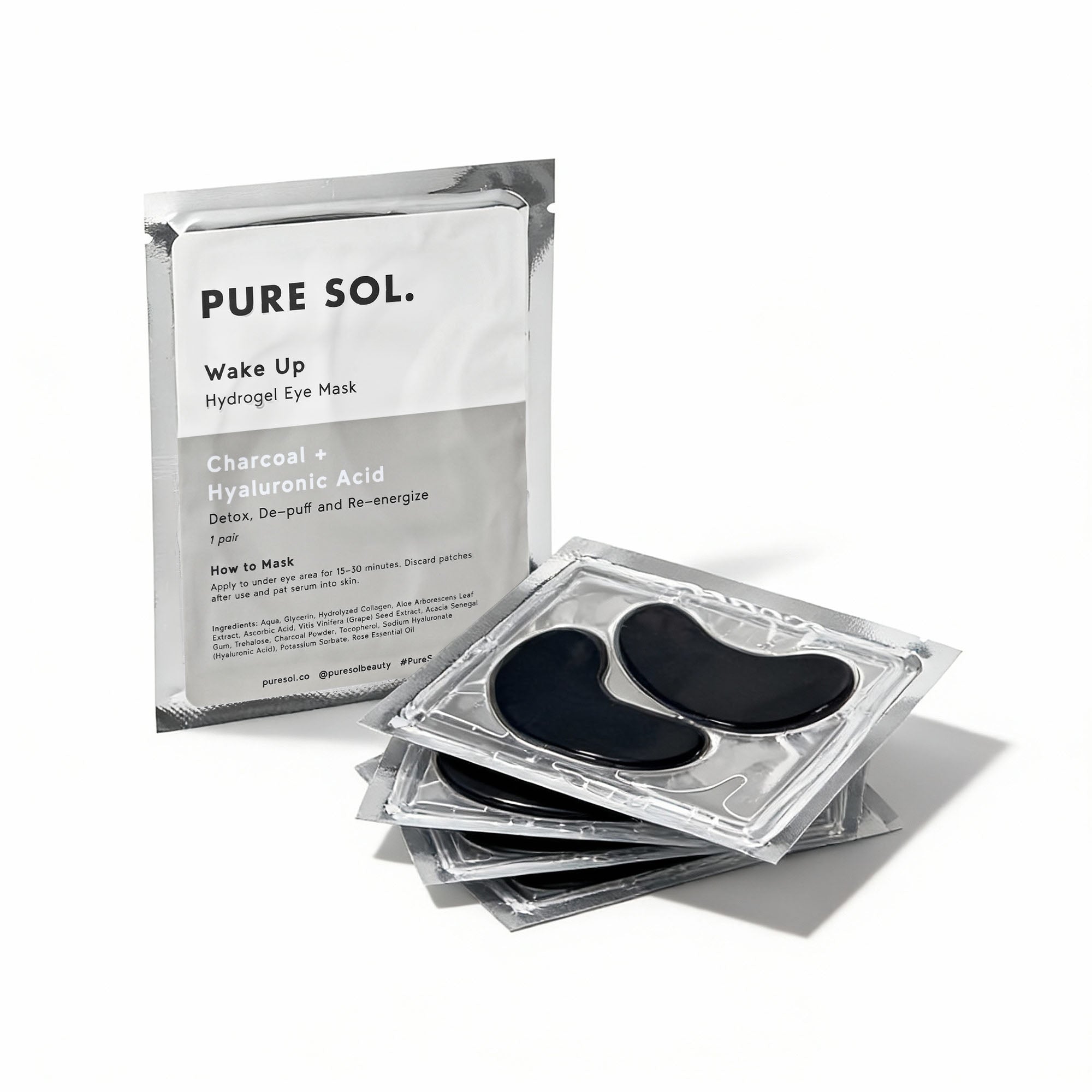 PURE SOL. Beauty Wake Up Charcoal Eye Mask - 6 Single Packs